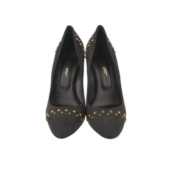 Maiyet Luxury Black Suede Gold Stud Heels Sz 40 - Picture 3 of 6
